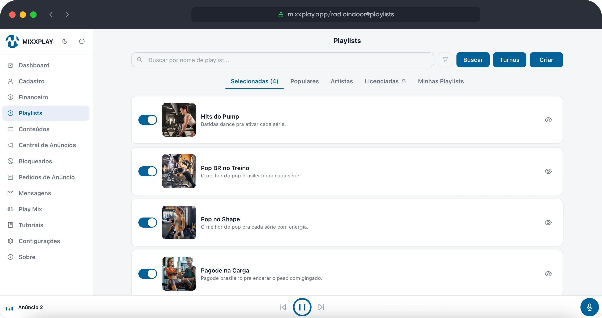 Sistema MIXXPLAY - Playlists