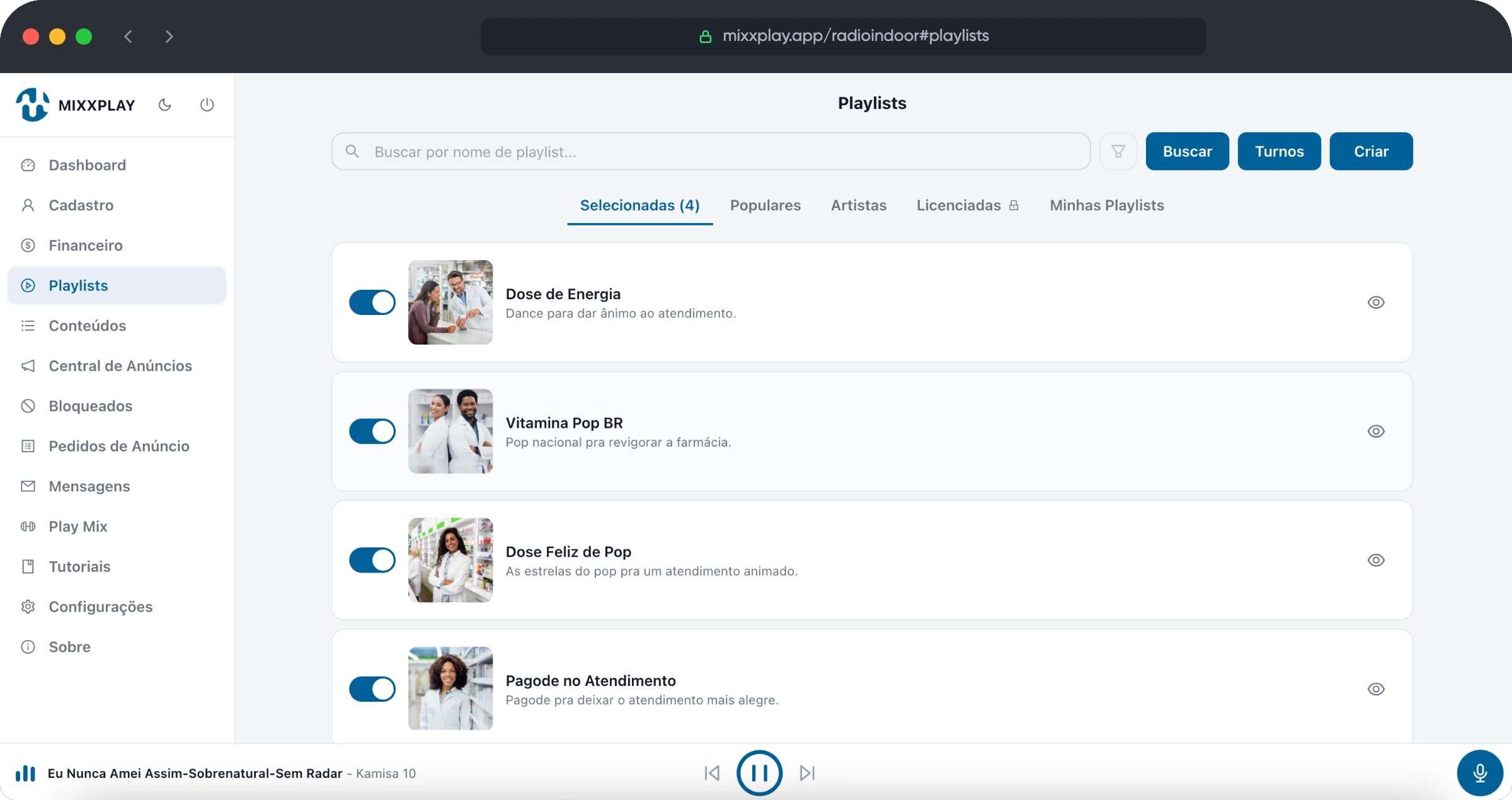 Sistema MIXXPLAY - Playlists