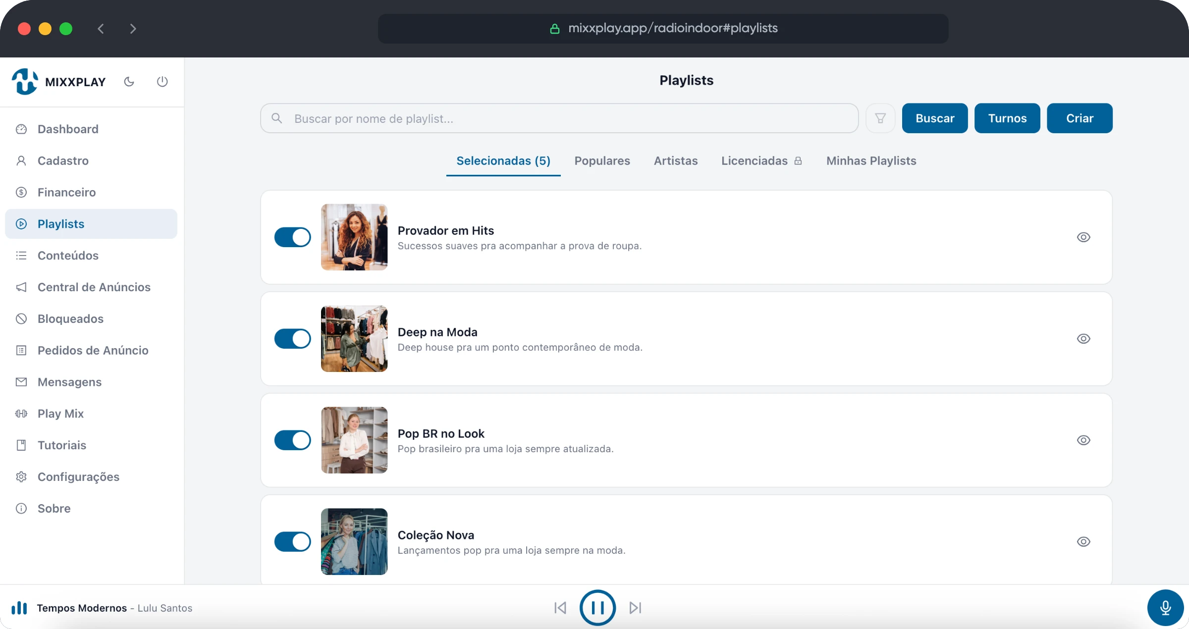 Sistema MIXXPLAY - Playlists