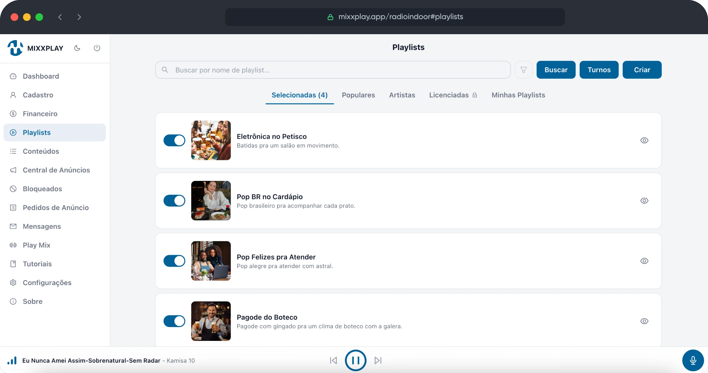 Sistema MIXXPLAY - Playlists