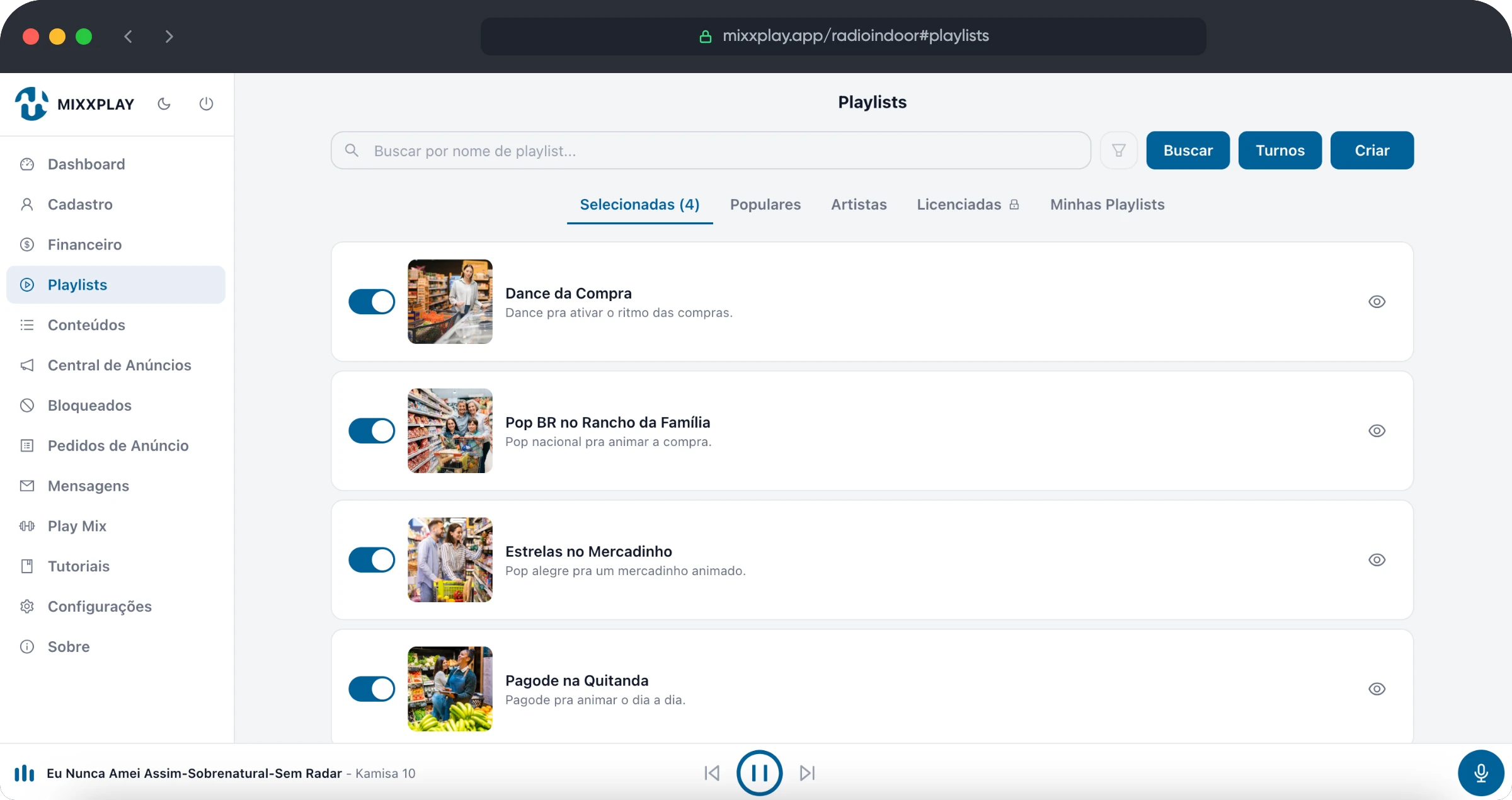 Sistema MIXXPLAY - Playlists