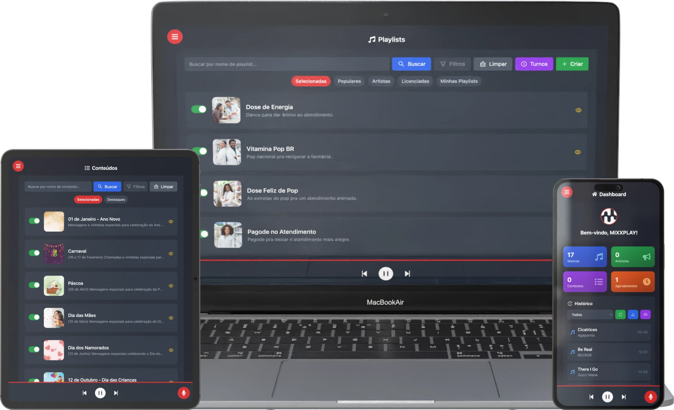 MIXXPLAY - Acesse pelo Celular, Tablet ou Computador