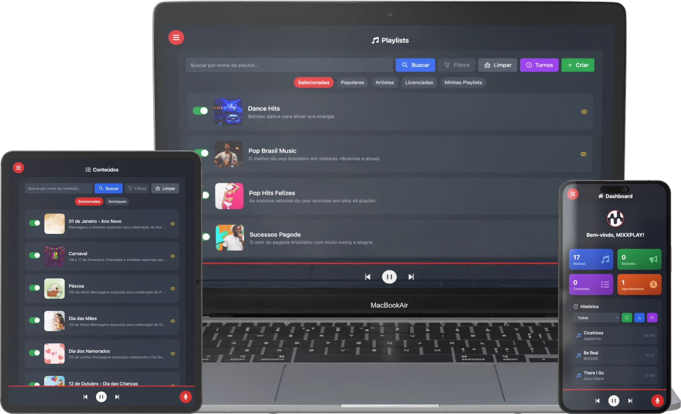 MIXXPLAY - Acesse pelo Celular, Tablet ou Computador