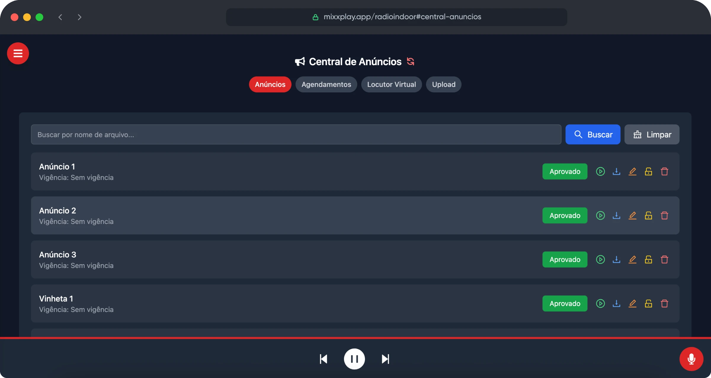 Sistema MIXXPLAY - Anúncios
