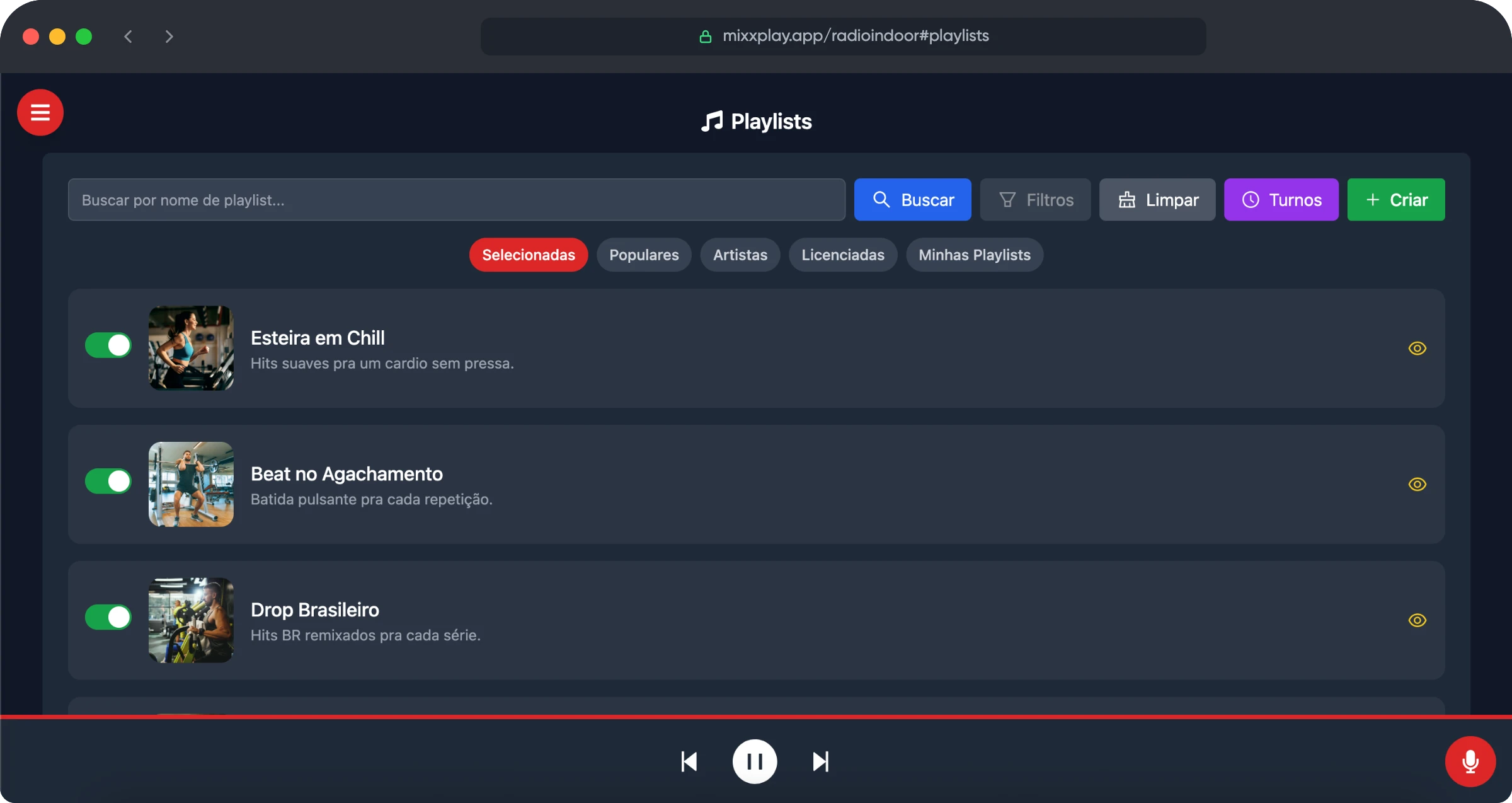 Sistema MIXXPLAY - Playlists